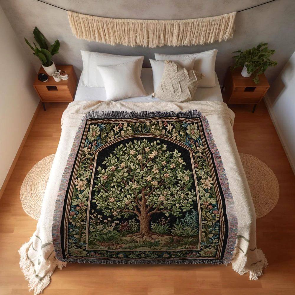 Tree Of Life Woven Throw Tapestry Medieval Aesthetic