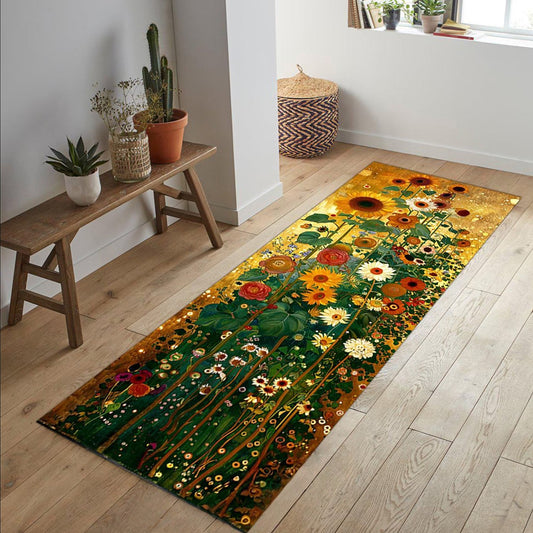 Sunflower Pattern Rug Machine Washable