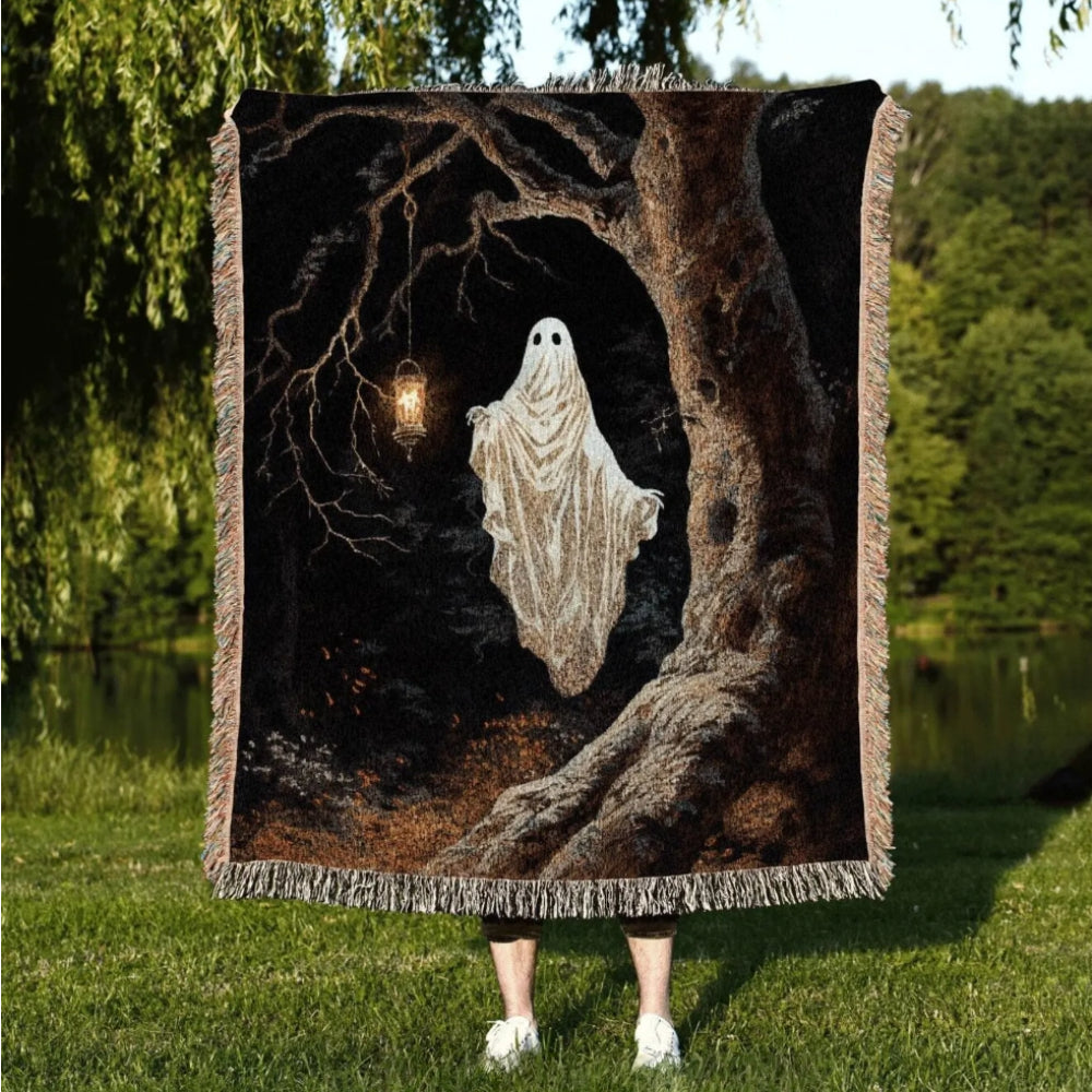 Woodland Gothic Ghost Woven Throw Tapestry Macabre Halloween