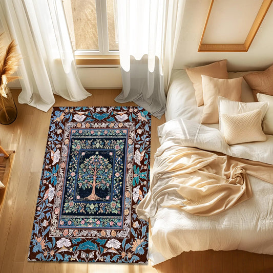 Ornate Grove Tree of Life Rug Baroque Nature Theme Cottagecore