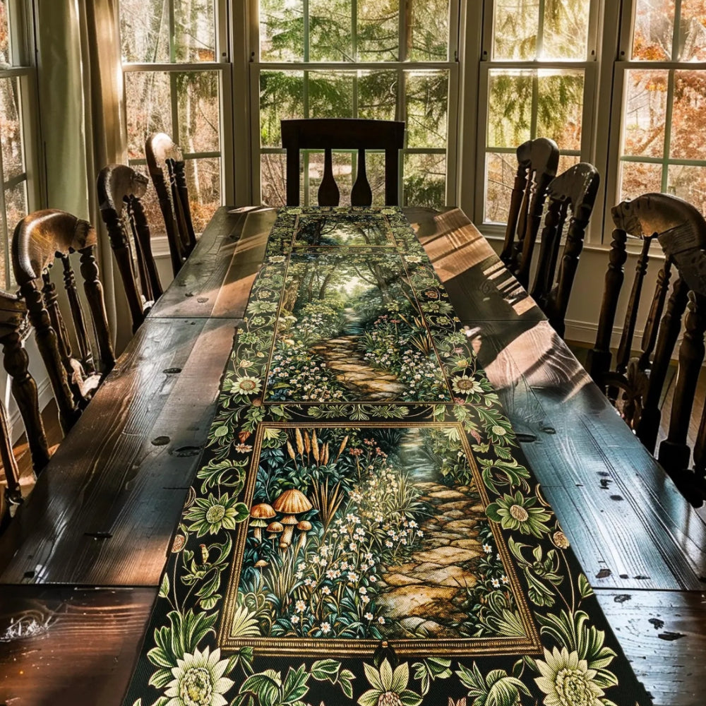 Fairy Meadow Mushroom Forest Table Runner Medieval Dining Room Decor