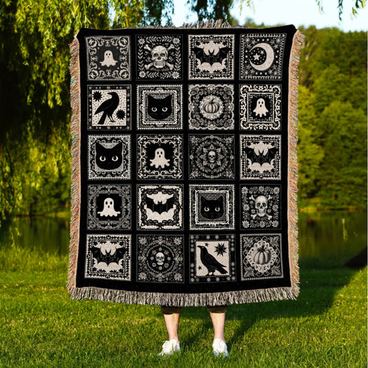 Spooky Season Woven Throw Tapestry Goth Room Decor