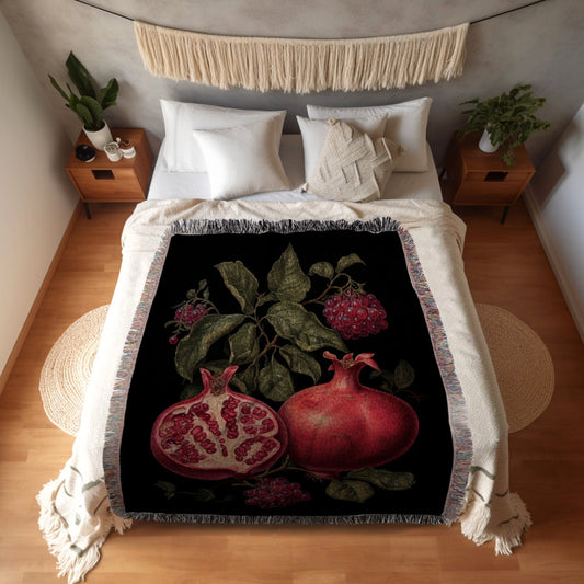 Pomegranate Woven Throw Tapestry Baroque Decor Aesthetic