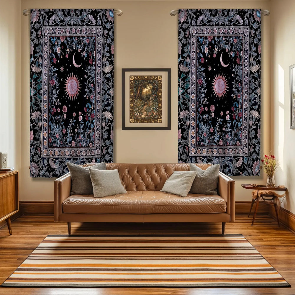 Midnight Lavender Celestial Blackout Curtains Tarot-Inspired