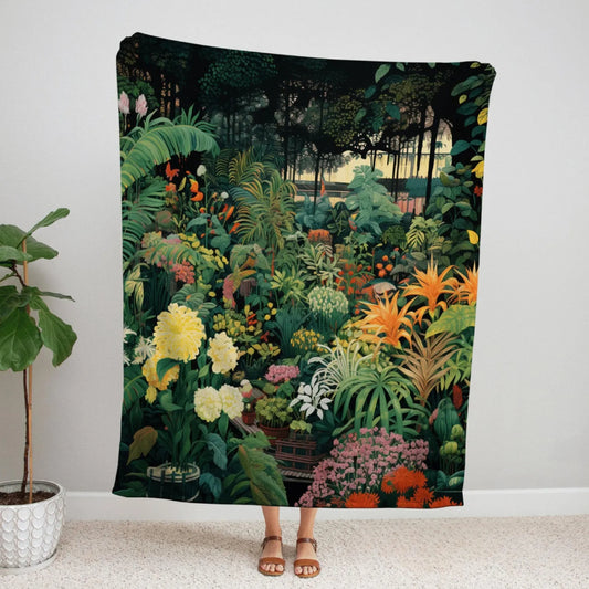 Moody Greenhouse Garden Throw Blanket Floral Cottagecore