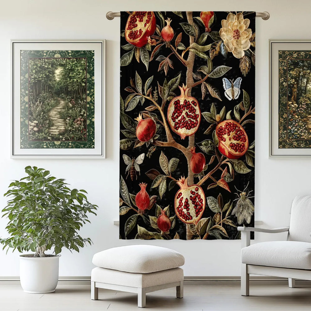 Pomegranate Blackout Curtains Dark Academia Gothic