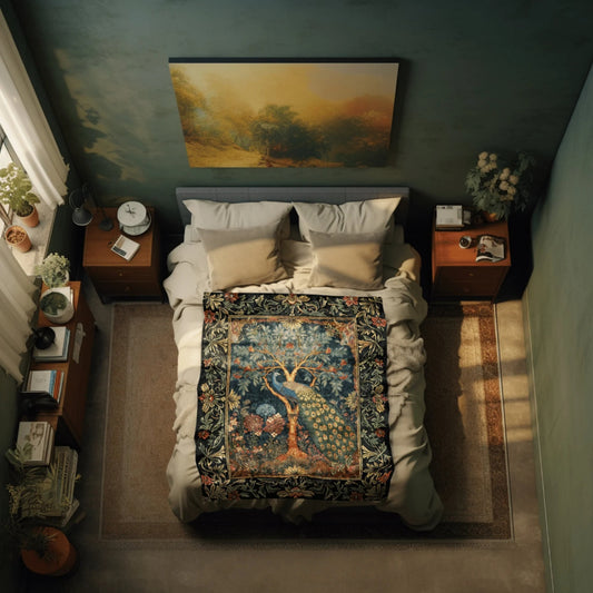 Peacock Throw Blanket Cottagecore Aesthetic Fairycore
