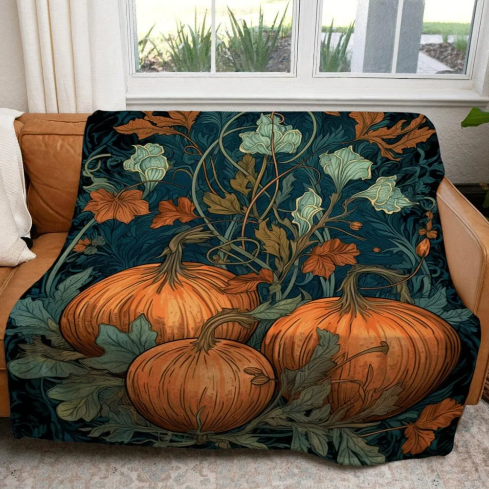 Pumpkin Aesthetic Throw Blanket Halloween Art Gothic