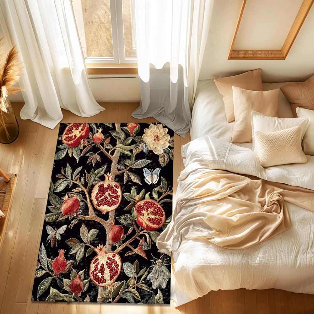 Mystic Baroque-Inspired Dark Academia Pomegranate Rug