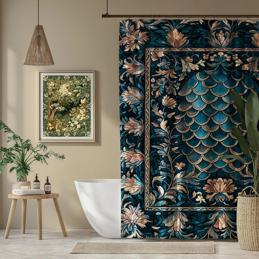 Medieval Dragon Scale Victorian Shower Curtain Fantasy Gothic