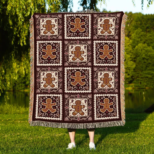 Retro Farmhouse Gingerbread Woven Throw Tapestry Cottagegoth