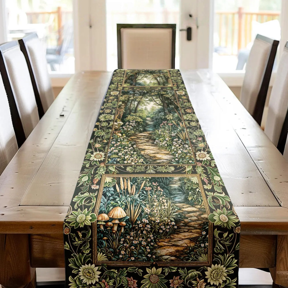 Fairy Meadow Mushroom Forest Table Runner Medieval Dining Room Decor