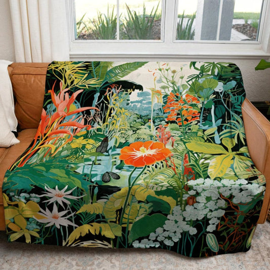 Woodland Wildflower Throw Blanket Botanical Fairy