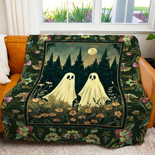 Ghost Friends Throw Blanket Halloween Gothic Art