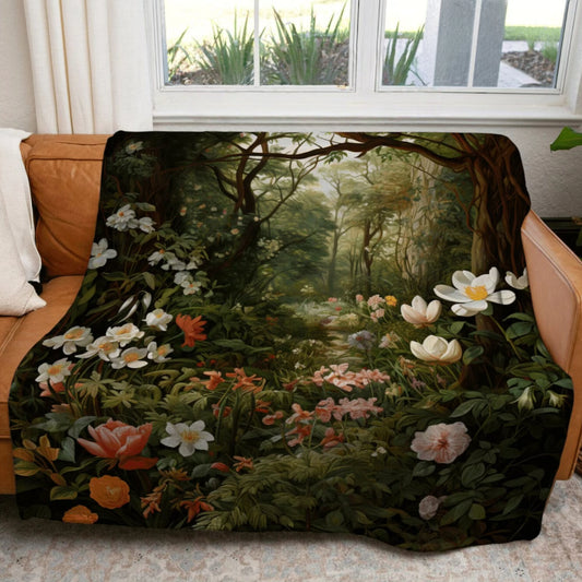 Dark Woodland Throw Blanket Victorian Gothic Aesthetic