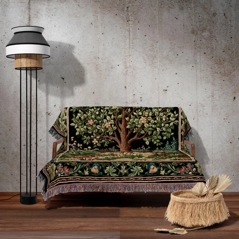 Tree Of Life Woven Throw Tapestry Medieval Aesthetic