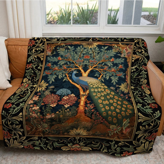 Peacock Throw Blanket Cottagecore Aesthetic Fairycore