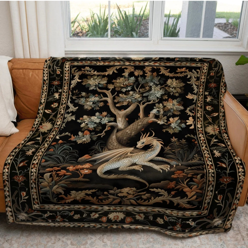 Medieval Aesthetic Dragon Throw Blanket Fairytale Inspired