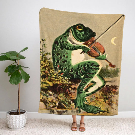 Vintage Toad Frog Throw Blanket Cottagecore
