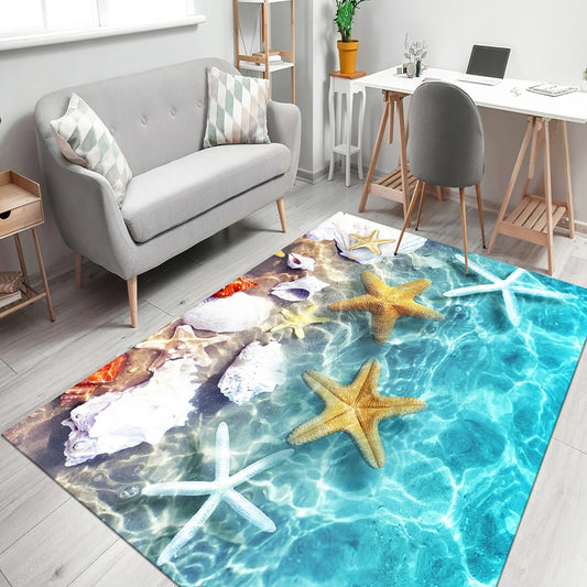 Starfish Seashell Beach Rug