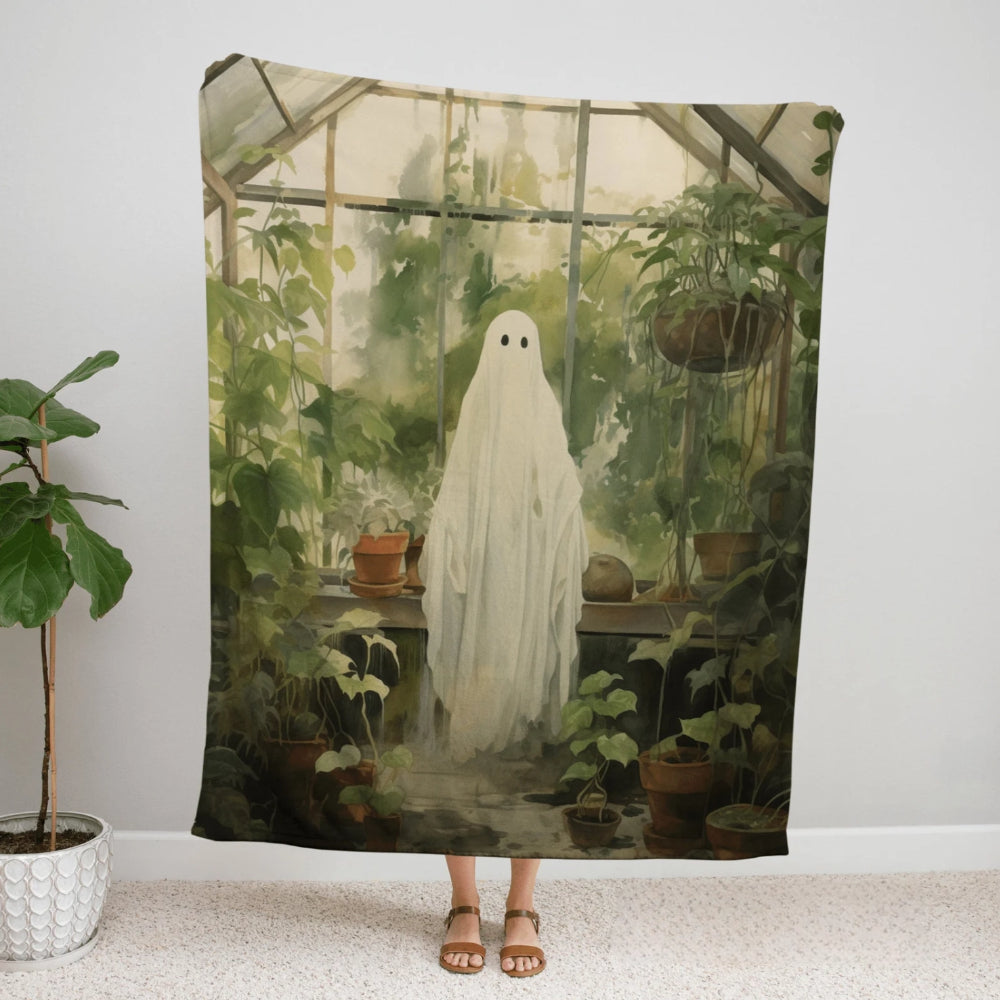 Greenhouse Ghost Throw Blanket Dark Academia