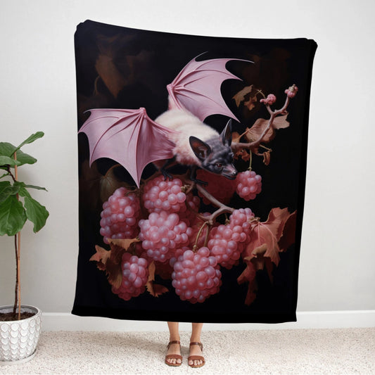 Mauve Pink Bat Throw Blanket Halloween Gothic Art