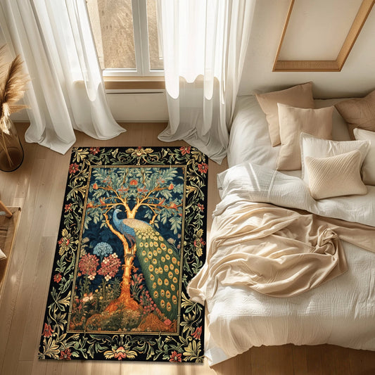 Cottagecore Peacock Accent Rug Fairycore