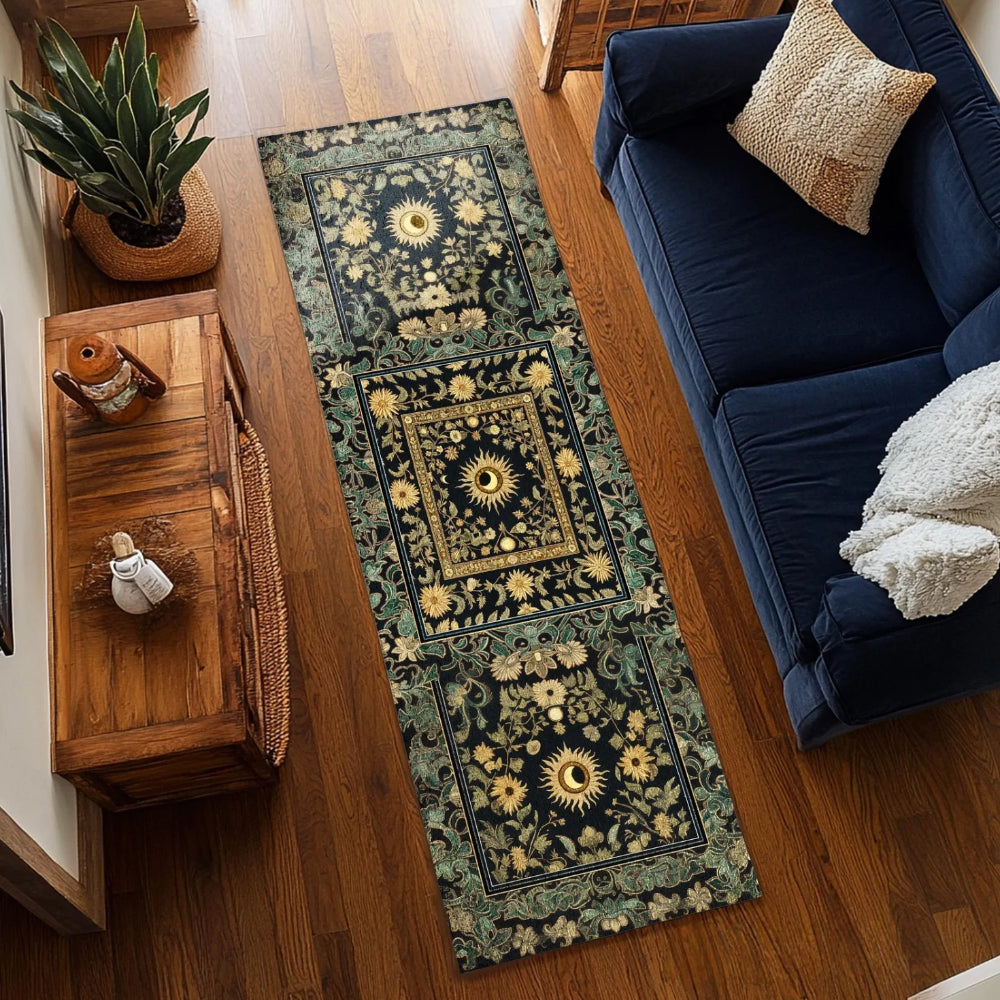 Earthy Spiritual Sun Accent Rug Whimsical Celestial