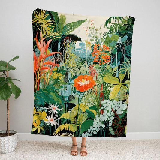 Woodland Wildflower Throw Blanket Botanical Fairy
