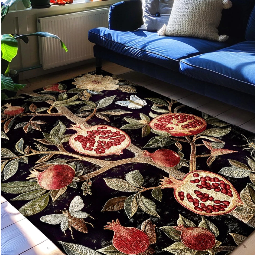 Mystic Baroque-Inspired Dark Academia Pomegranate Rug