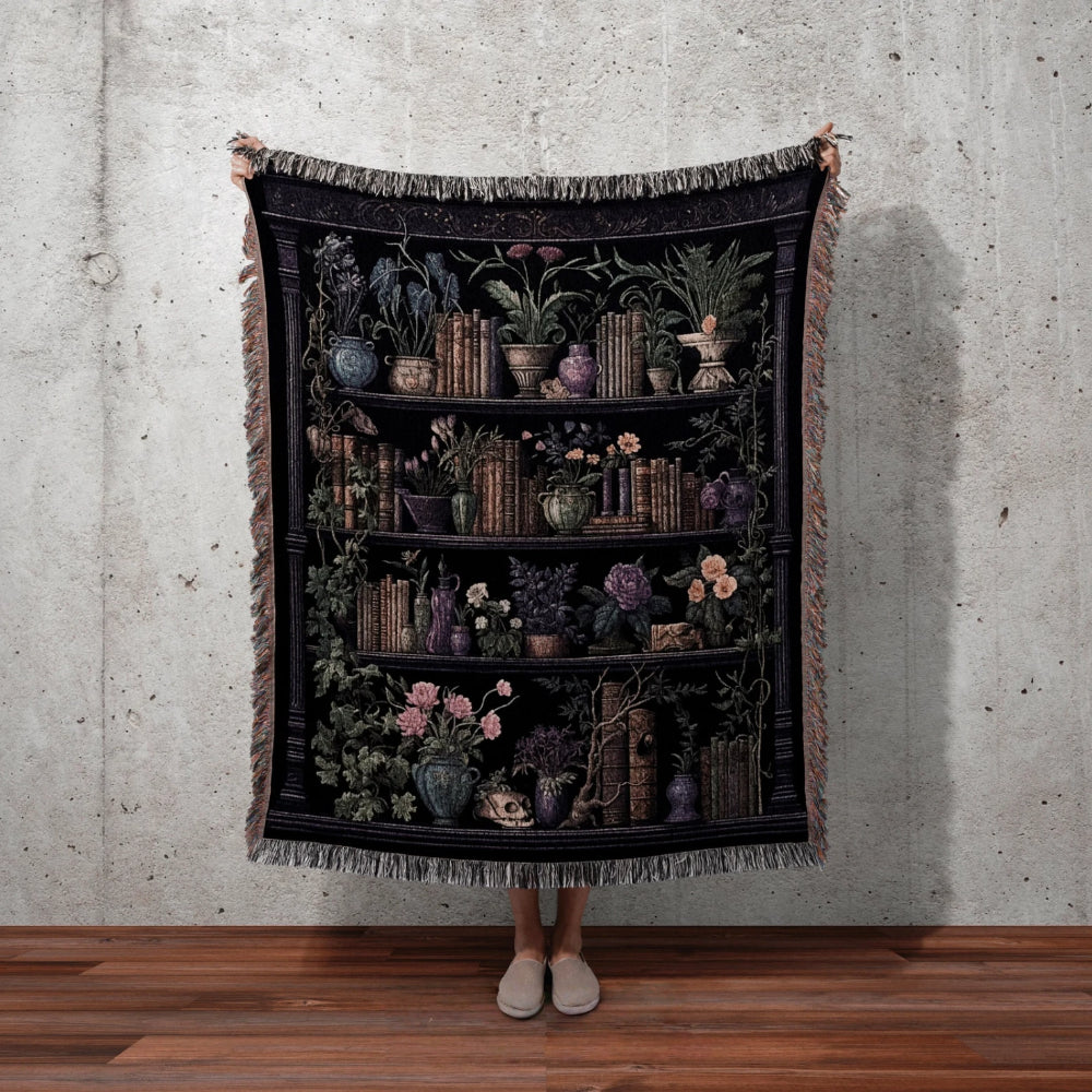 Book Lovers Woven Throw Tapestry Dark Academia Vintage