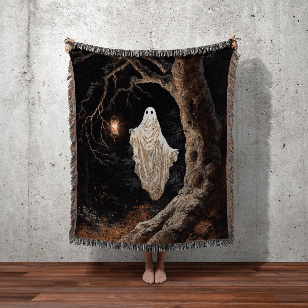 Woodland Gothic Ghost Woven Throw Tapestry Macabre Halloween