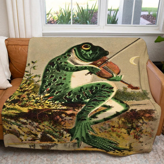 Vintage Toad Frog Throw Blanket Cottagecore