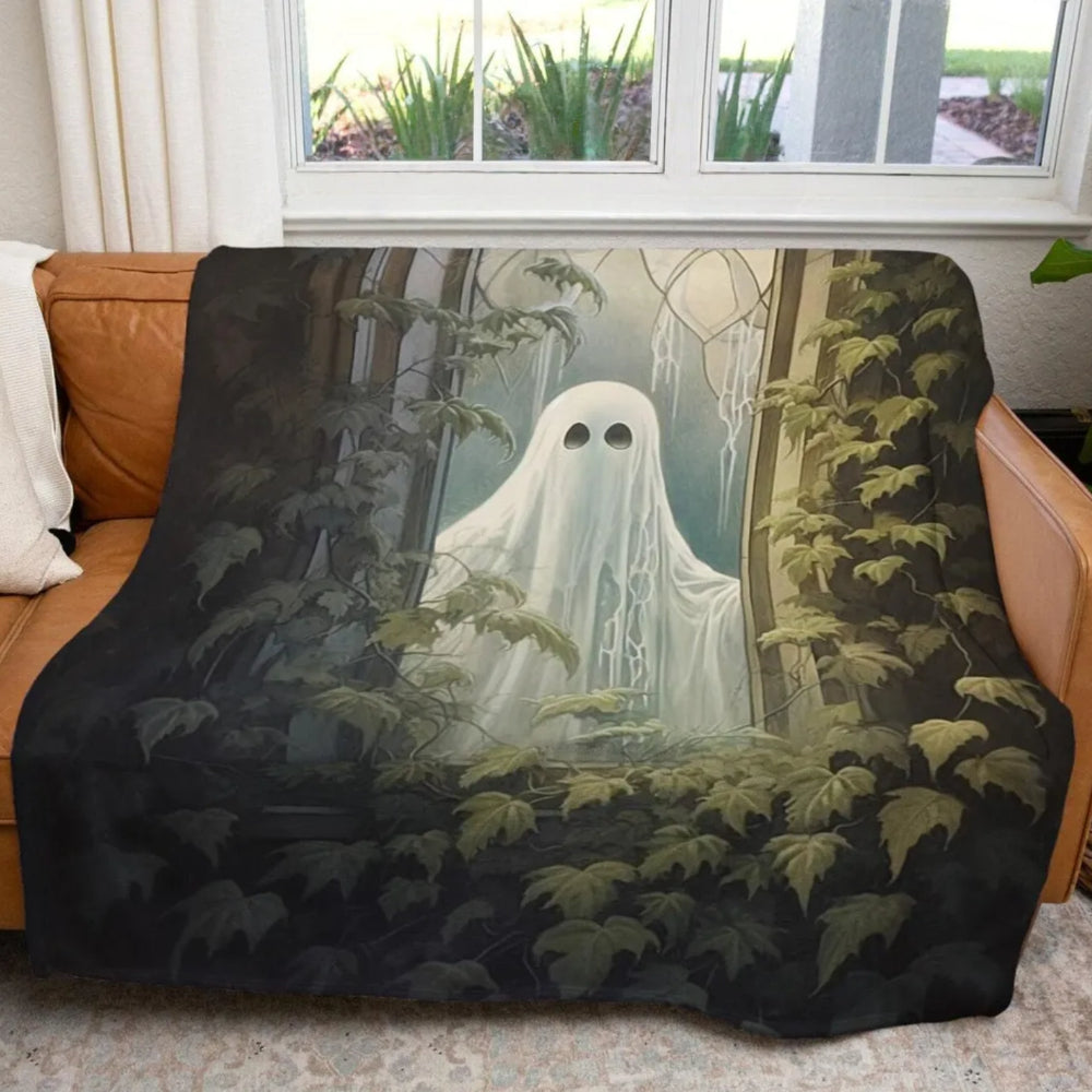 Vintage Ghost Throw Blanket Whimsical Macabre