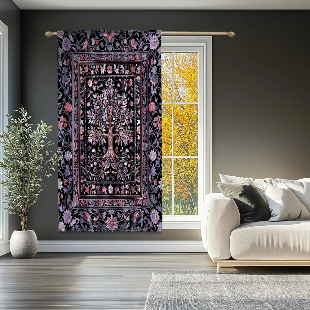 Tree of Life Design Blackout Curtains Purple