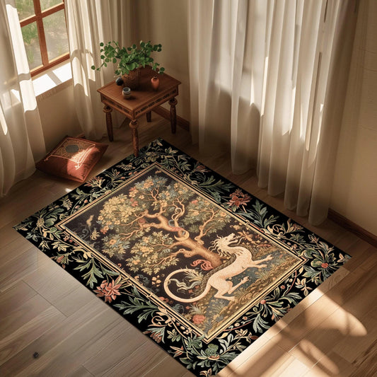 Medieval Dragon Rug Woodland Cottagecore