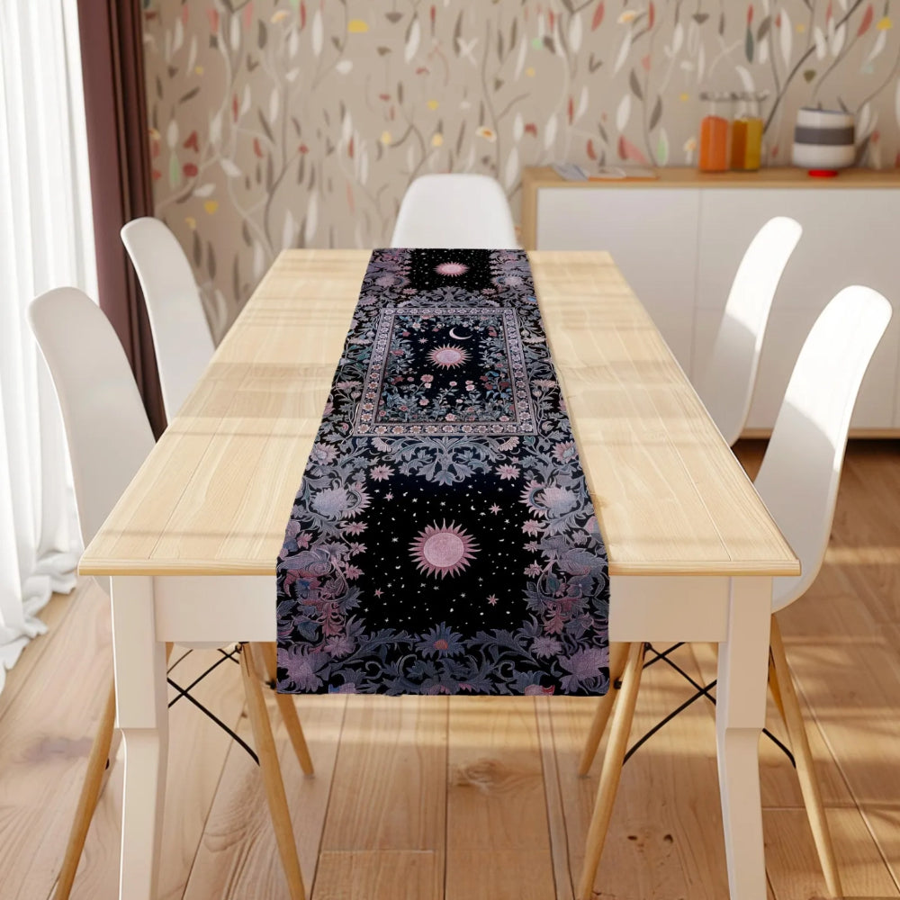 Midnight Lavender Celestial Table Runner Astrology Purple