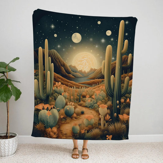 Desert Landscape Throw Blanket Whimsical