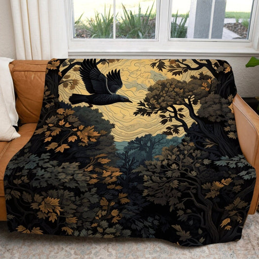 Crow Throw Blanket Dark Cottagecore Whimsigoth