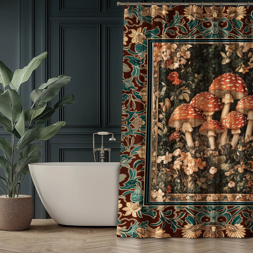 Magical Mushroom Shower Curtain Whimsigoth Forest Decor