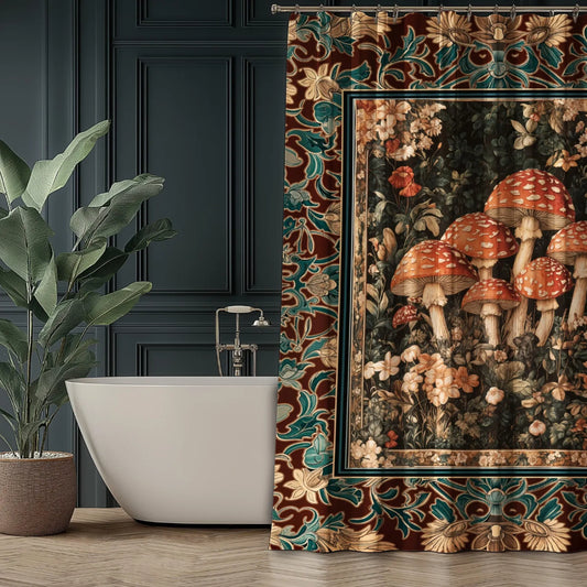 Magical Mushroom Shower Curtain Whimsigoth Forest Decor