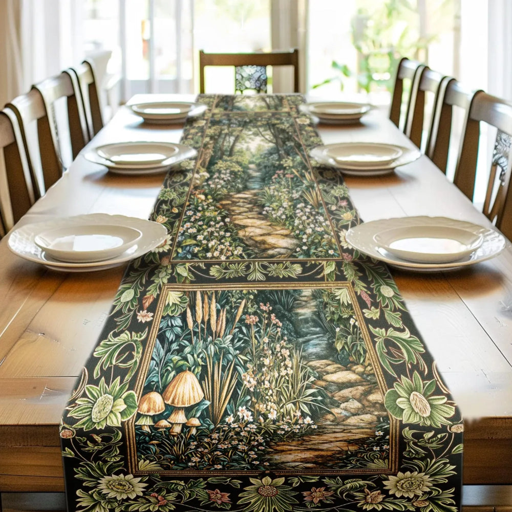 Fairy Meadow Mushroom Forest Table Runner Medieval Dining Room Decor
