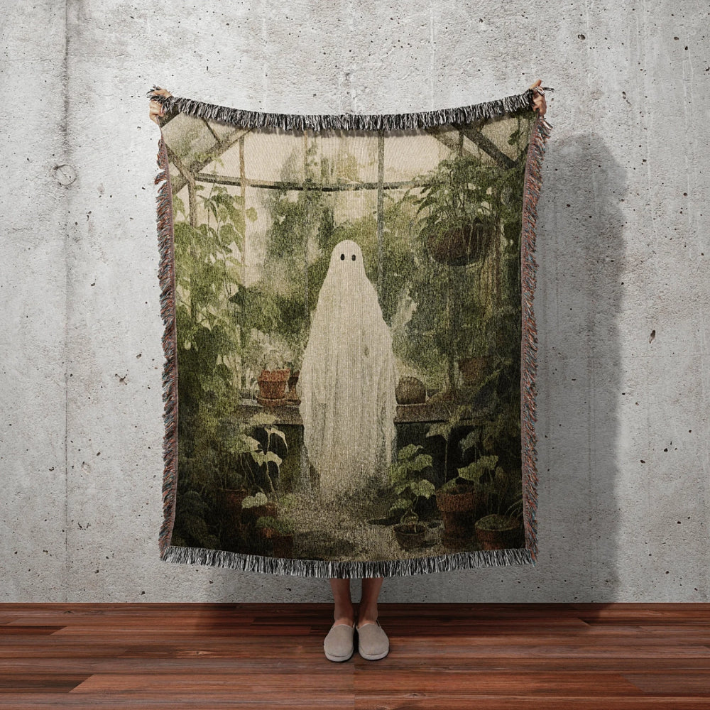 Greenhouse Ghost Woven Throw Tapestry Dark Academia Vintage