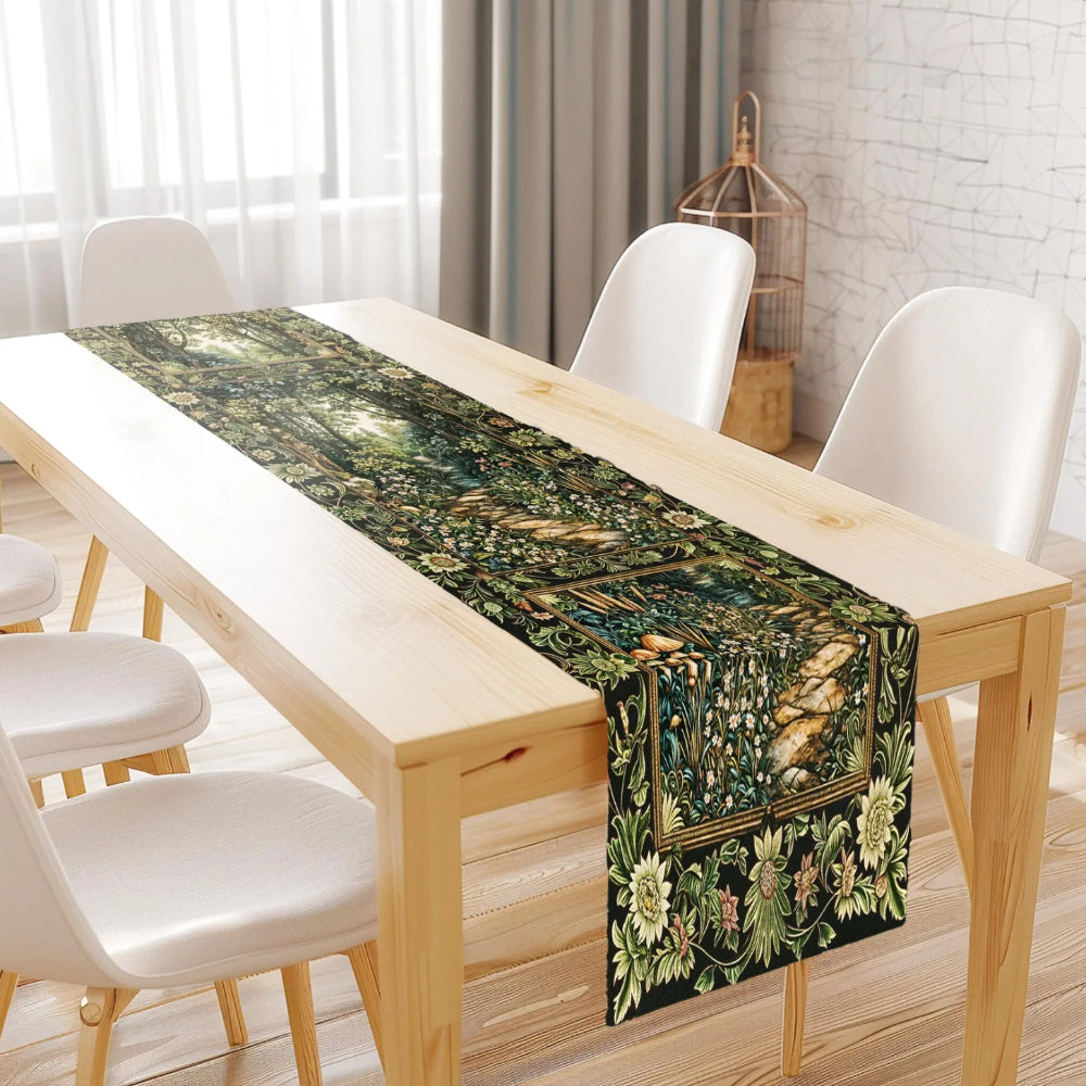 Fairy Meadow Mushroom Forest Table Runner Medieval Dining Room Decor